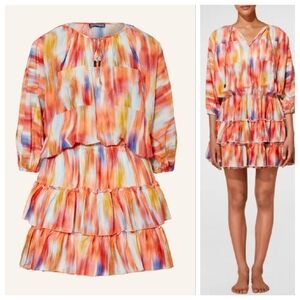 NEW Vilebrequin Ikat Flowers Lauriane Silk Tiered Mini Dress